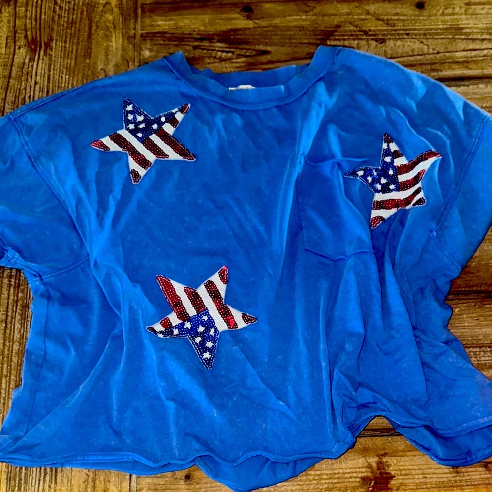 ODDY Blue Short Sleeve Tee with Star Design